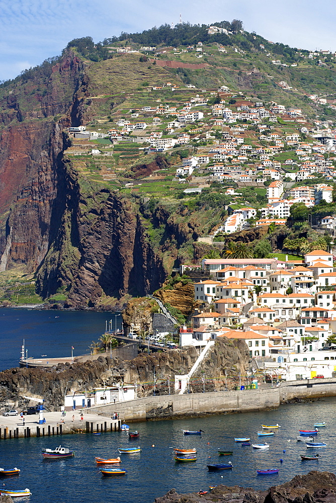 View of Camara de Lobos, a village and port on the island of Madeira.