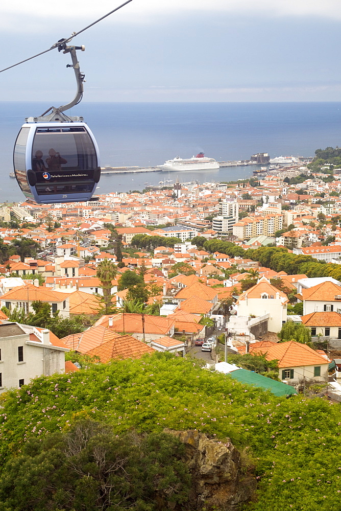 View over Funchal from the cable car up to Monte in Madeira.