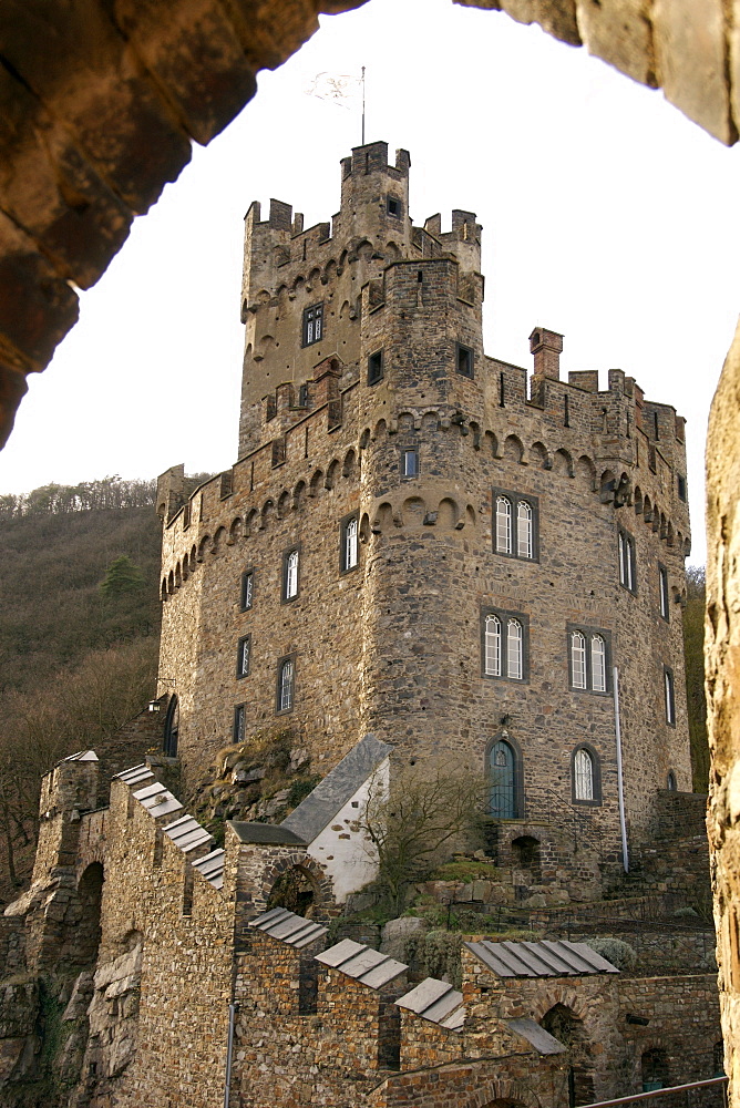 Exterior of Burg Sooneck castle along the Rhine River, Hessen, Germany, Europe