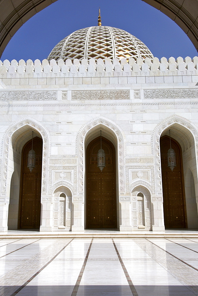 The Sultan Qaboos Grand Mosque in Muscat, the capital of Oman.