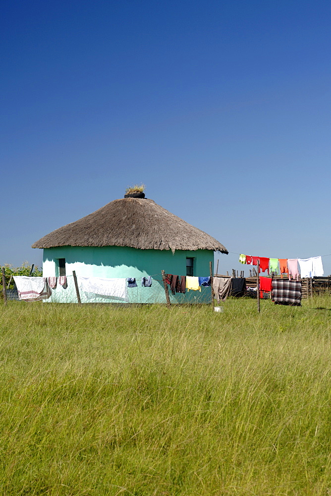 Washing hanging out to dry in the Eastern Cape Province of South Africa. This is an area along the Coffee Bay road in a region formerly known as the Transkei,