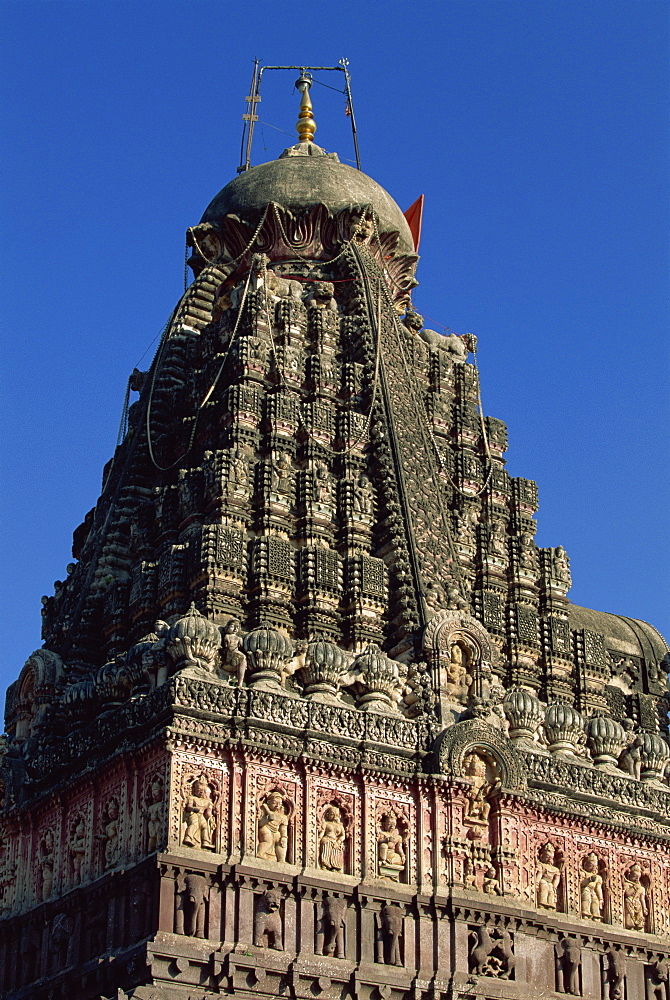 The Grishneshwar Temple at Verul village near Ellora, Maharashtra state, India, Asia