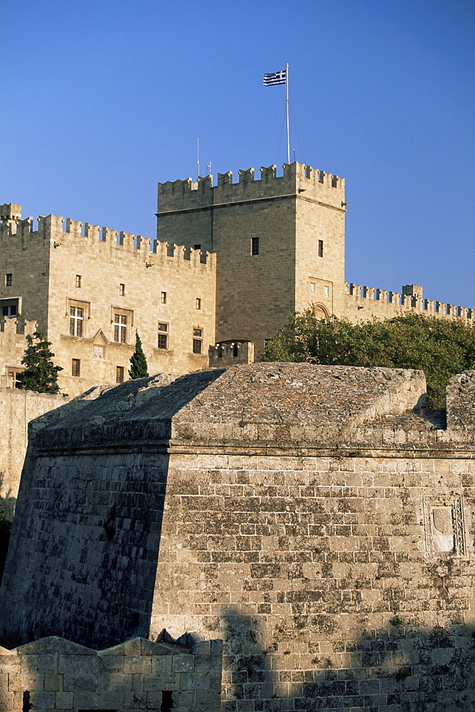 Palace of the Grand Masters, citadel of the Knights of St. John in the old quarter of Rhodes Town, Rhodes, Dodecanese islands, Greece, Europe