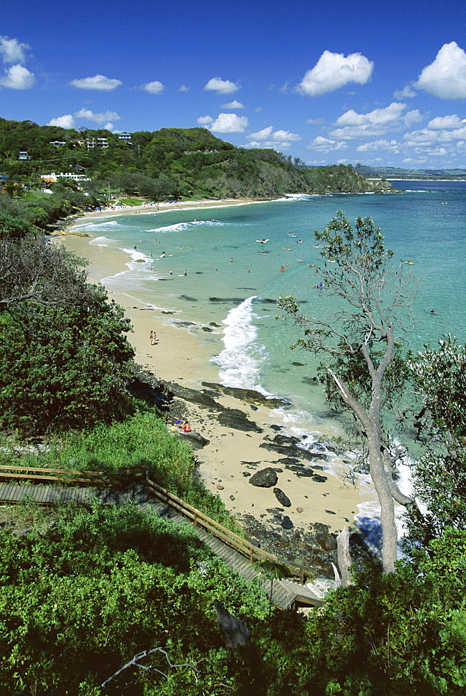 Wategos beach, a popular surf break on the northern flank of Cape Byron near Byron Bay, New South Wales (NSW), Australia, Pacific 