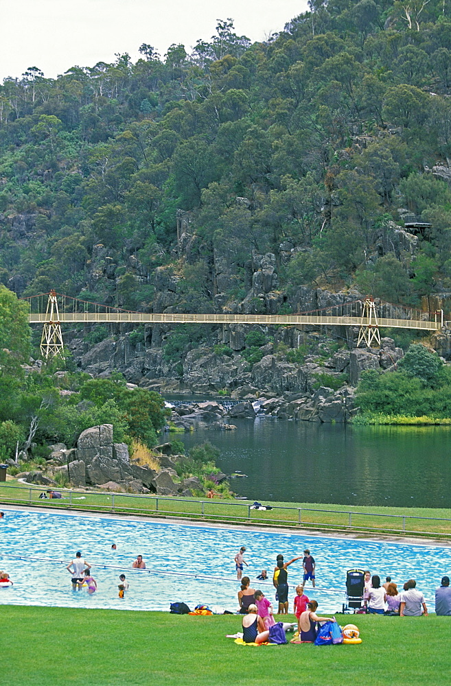 Swimming pool at Cataract Gorge, a scenic park close to the city centre on the South Esk River, Launceston, the north, Tasmania, Australia, Pacific