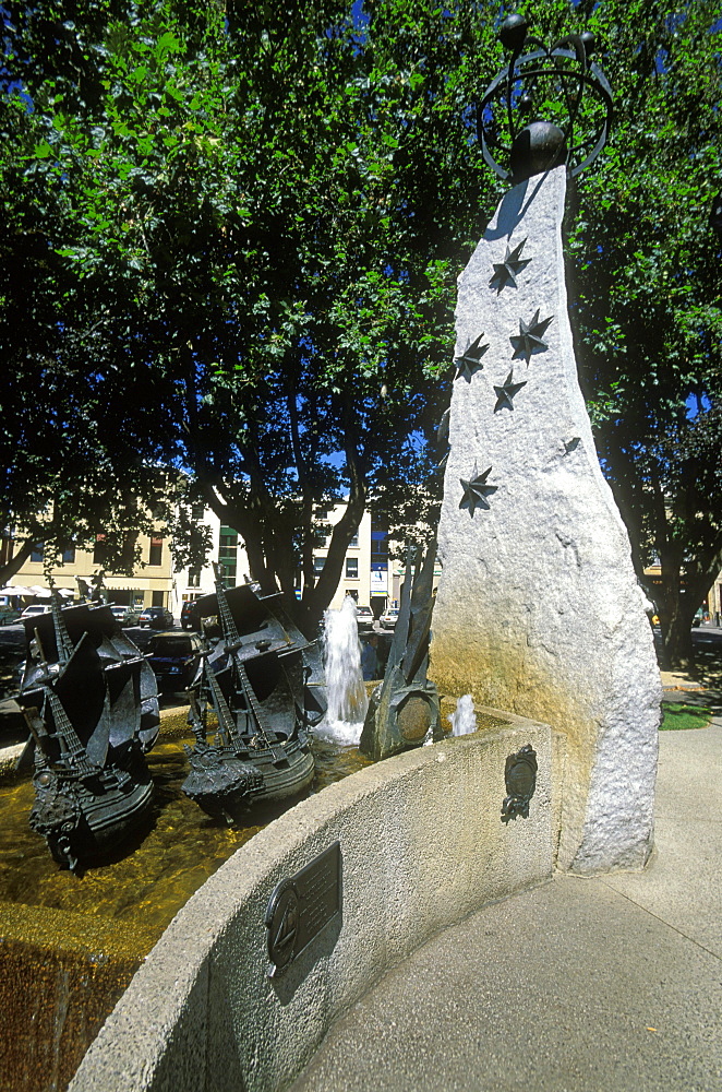 The Tasman Fountain, commemorating Abel Tasman, the Dutch discoverer of Tasmania, Parliament Square, Hobart, Tasmania, Australia, Pacific