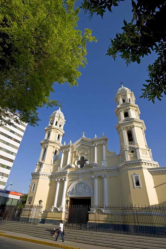 The Cathedral on the Plaza de Armas of this vibrant commercial and historic centre in the north, Puira, Peru, South America