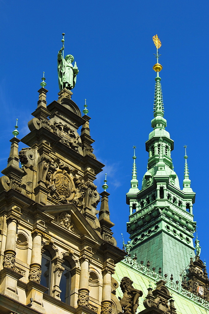 Ornate neo-renaissance architecture of the Hamburg Rathaus (City Hall), opened 1886, Hamburg, Germany, Europe 