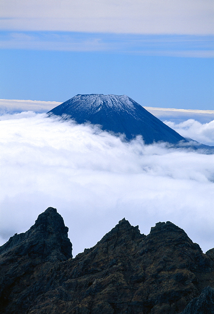 The top of the volcanic cone of Mount Ngauruhoe in the Tongariro National Park in the Wellington area of the North Island of New Zealand, Australasia 