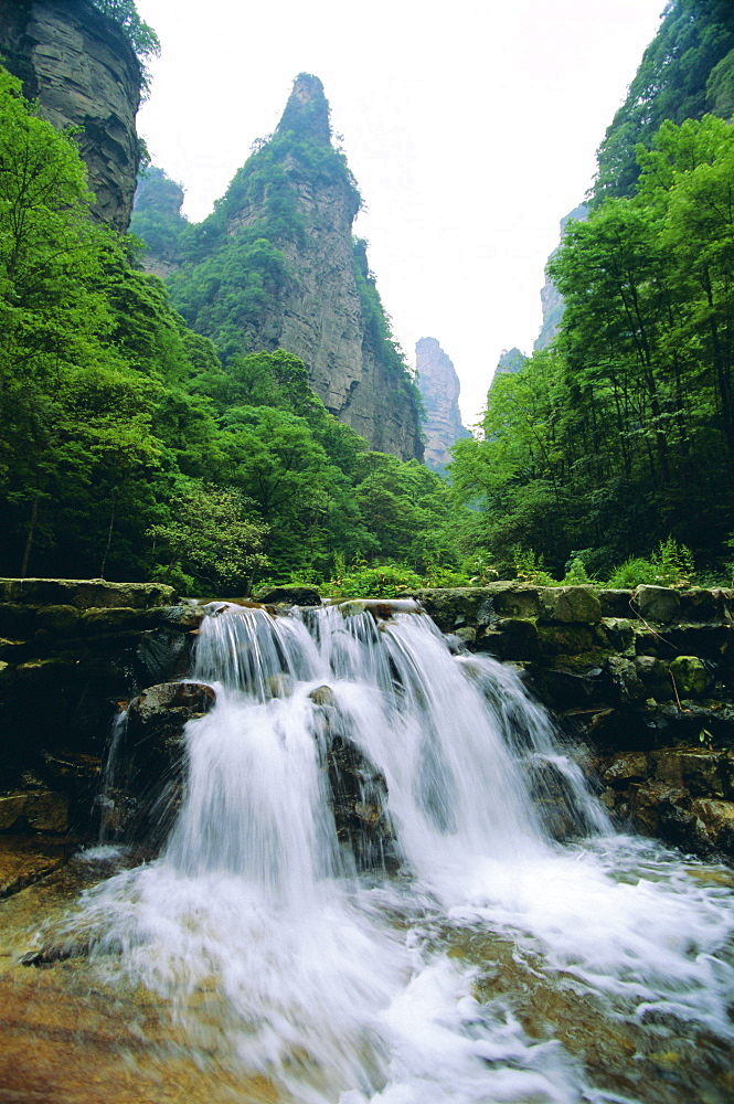 Spectacular limestone outcrops, forests and waterfalls of Zhangjiajie Forest Park in the Wulingyuan Scenic Area, Hunan Province, China