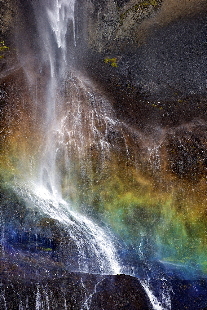 Waterfall in summer sunshine at Foss a Sidu, South coast, Iceland, Polar Regions