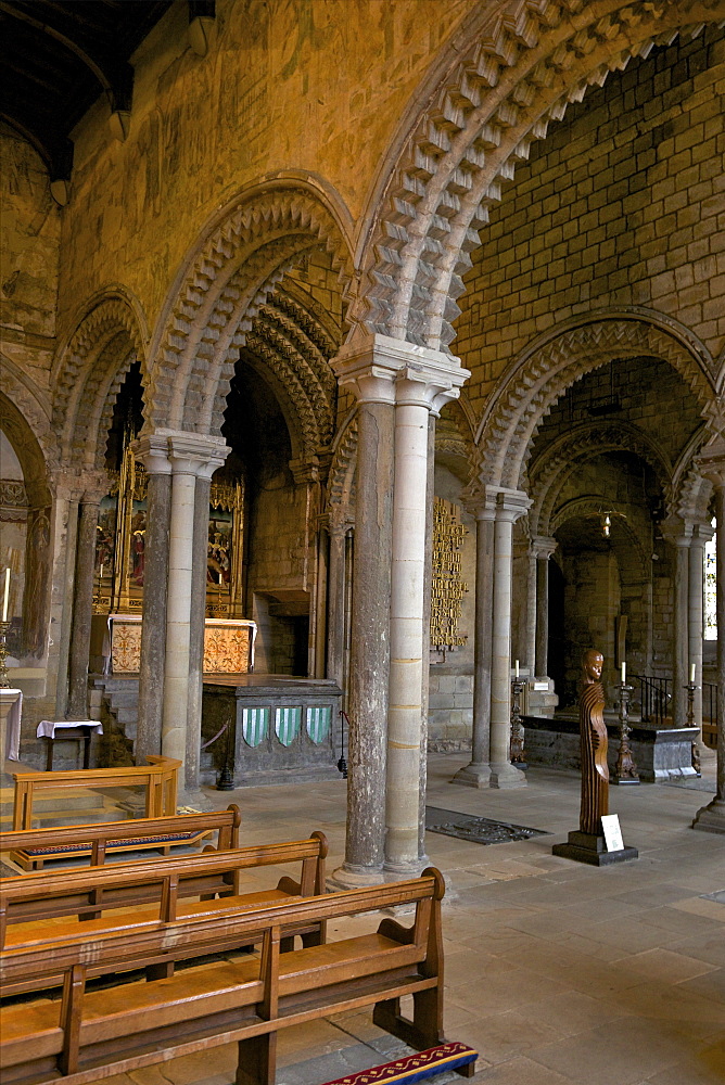 Interior of the 12th century Norman Romanesque Galilee Chapel, Durham Cathedral, County Durham, England, United Kingdom, Europe 