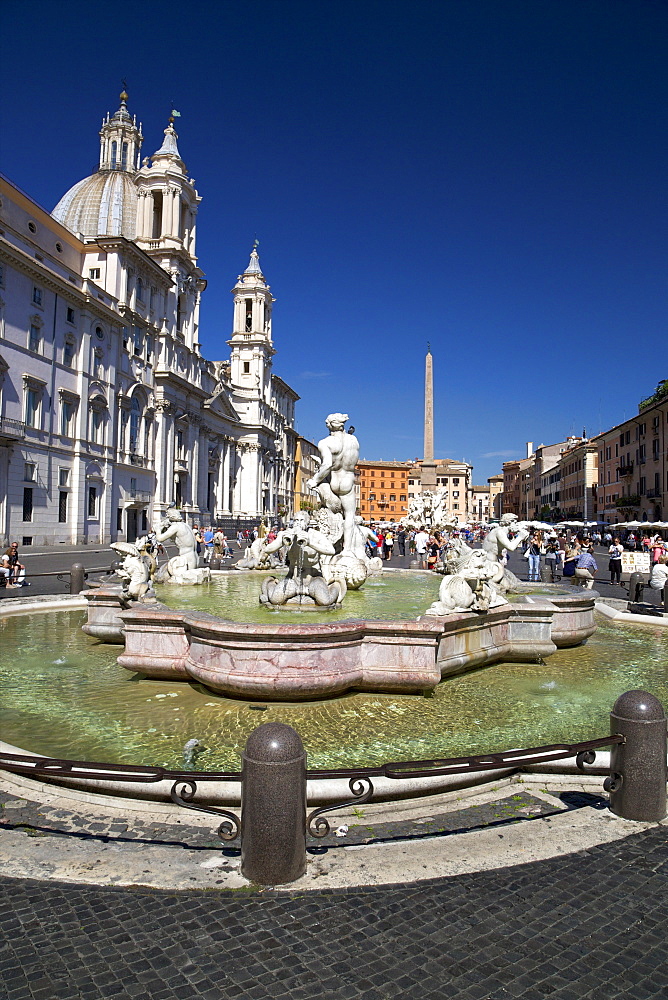 Moor Fountain (Fontana del Moro), Piazza Navona, Rome, Lazio, Italy, Europe