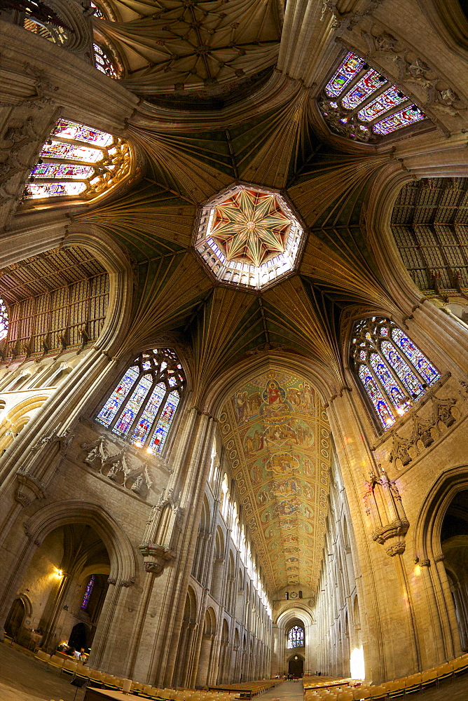 Ely Cathedral Interior, lantern and nave, Ely, Cambridgeshire, England, United Kingdom, Europe