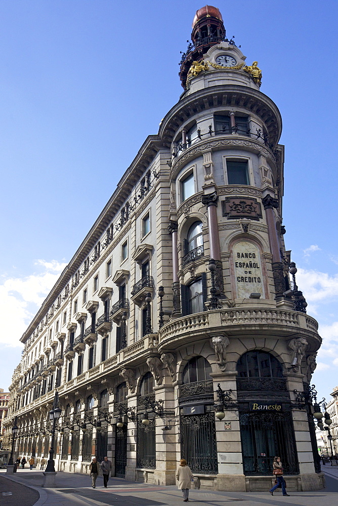 Banco Espanol de Credito, Calle de Alcala, Banesto Building dating from the 1880's, Jose Grases Riera, on corner with Calle de Sevilla, Madrid, Spain, Europe