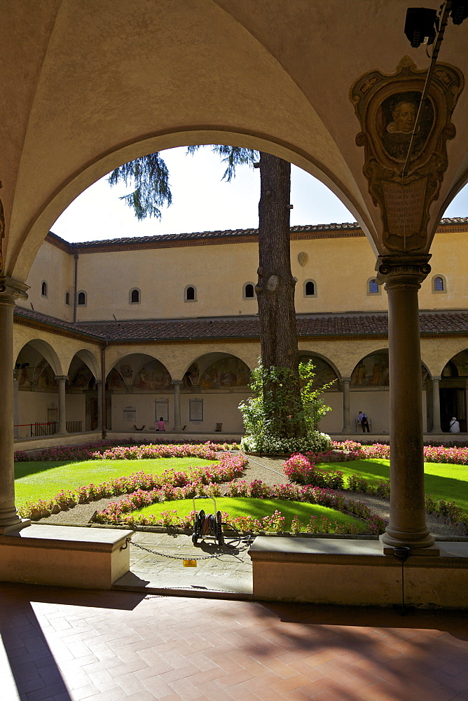 The Sant'Antonino Cloister, by Michelozzo, Convent of San Marco, Florence, UNESCO World Heritage Site, Tuscany, Italy, Europe