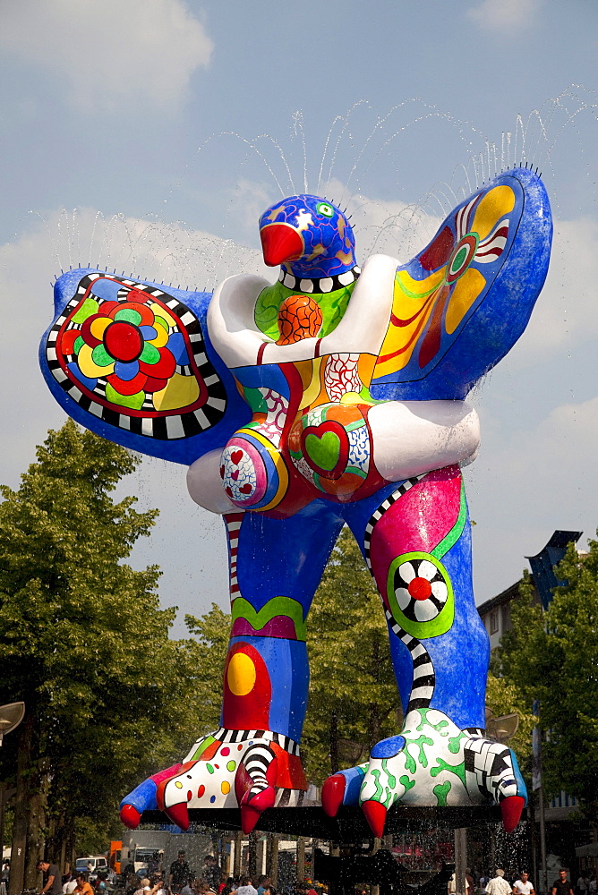 Lifesaver, sculpture by Niki de Saint Phalle, Koenigstrasse, Duisburg, Ruhrgebiet region, North Rhine-Westphalia, Germany, Europe