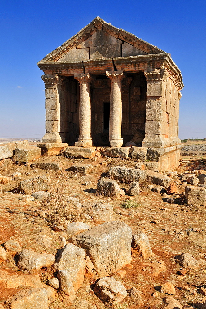 Byzantine temple ruin at the archeological site of Ruweiha, Dead Cities, Syria, Middle East, West Asia