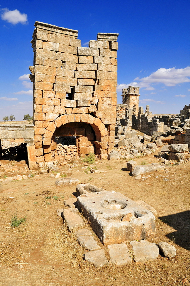 Ruin of a Byzantine tower at the archeological site of Jerada, Dead Cities, Syria, Middle East, West Asia