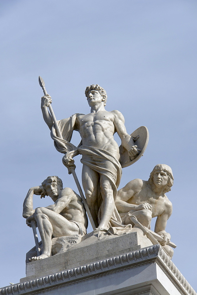 Marble group "La Forza" by Augusto Rivalta on the Vittoriano in Rome, Italy, Europe