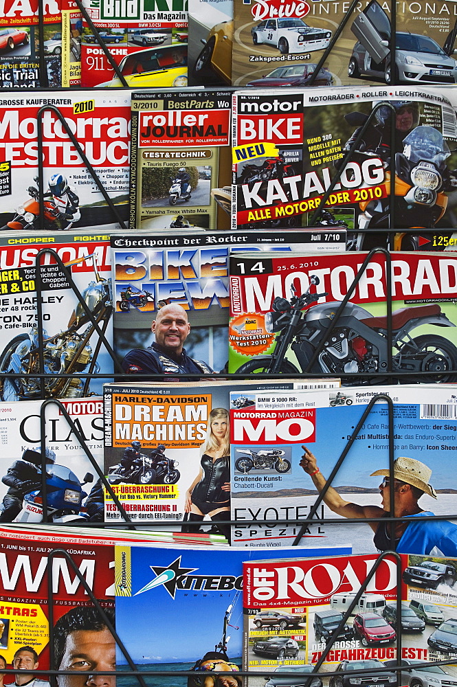 Motorsport magazine on newspaper stand, German editions