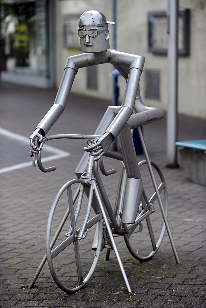 Bicycle sculpture in Bad Marienberg, Westerwald, Rhineland-Palatinate, Germany, Europe