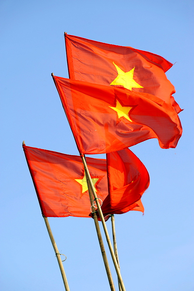 Vietnamese flags, Central Vietnam, Vietnam, Southeast Asia, Asia