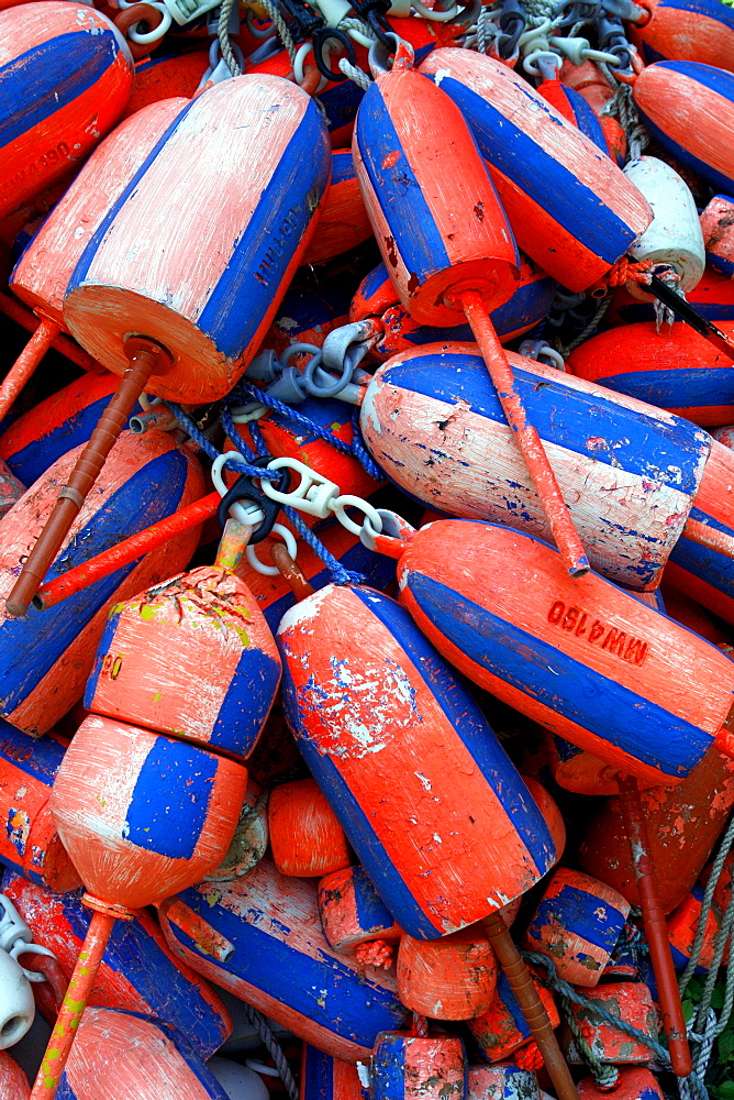 Lobster buoys, Monhegan Island, Maine coast, New England, USA