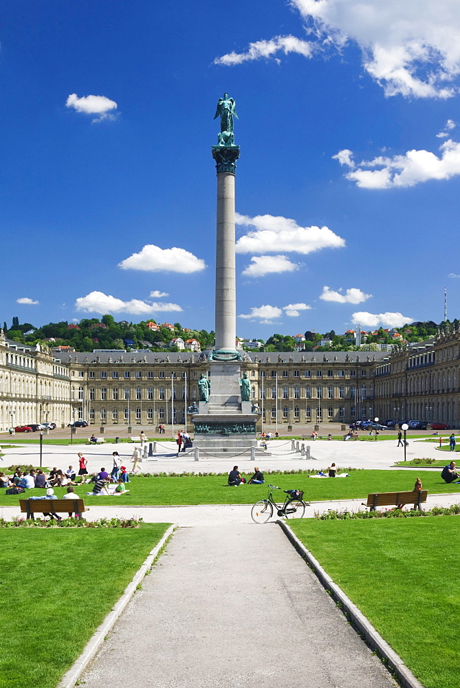 Schlossplatz square with Neuen Schloss Castle, Stuttgart, Baden-Wuerttemberg, Germany, Europe