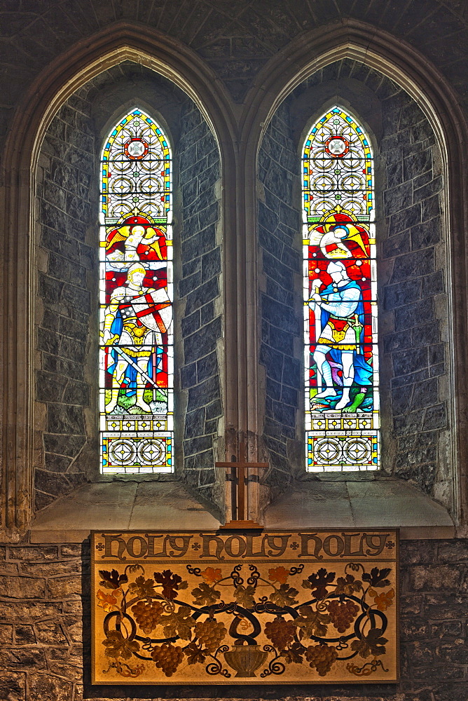 Window of the left side chapel, St. Cainnech Cathedral or St. Canice's Cathedral, Kilkenny, County Kilkenny, Ireland, British Isles, Europe