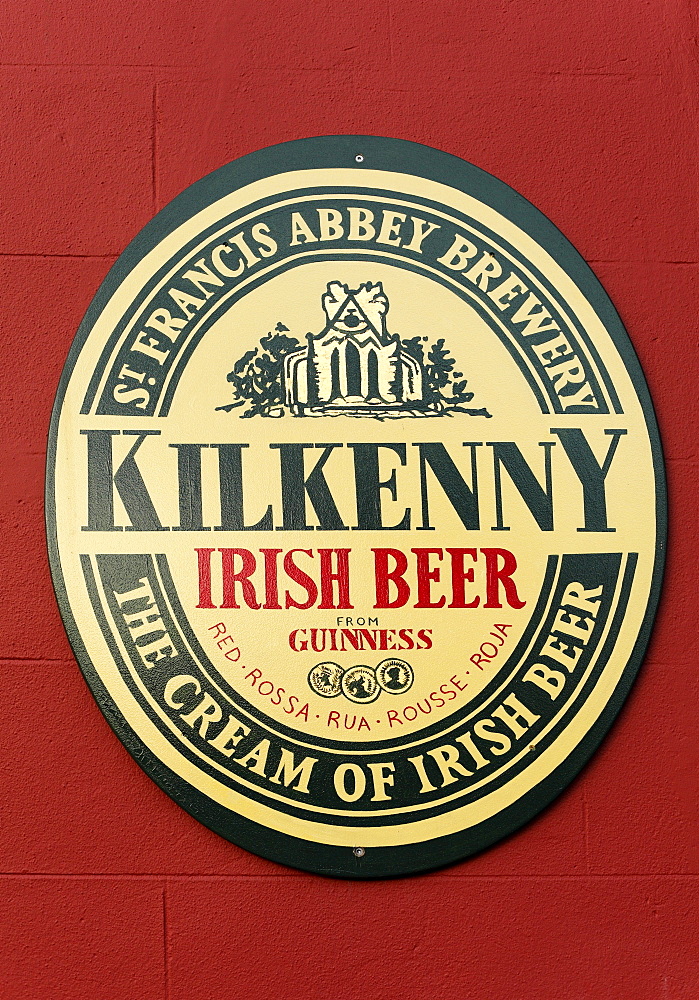 Emblem of St. Francis Abbey Brewery, Irish beer, Kilkenny, County Kilkenny, Ireland, British Isles, Europe