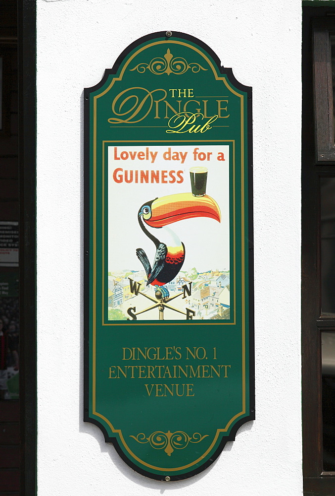 Guinness sign, The Dingle Pub, Dingle, County Kerry, Ireland, British Isles, Europe
