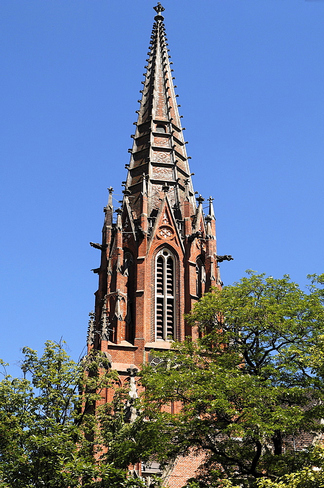 Tower of the Neo-Gothic Christuskirche church, consecrated in 1864, Hannover, Lower Saxony, Germany, Europe