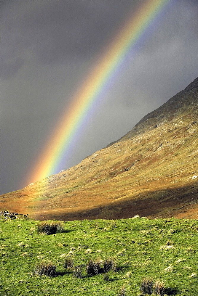 Connemara landscape, rainbow, County of Galway, Republic of Ireland, Europe