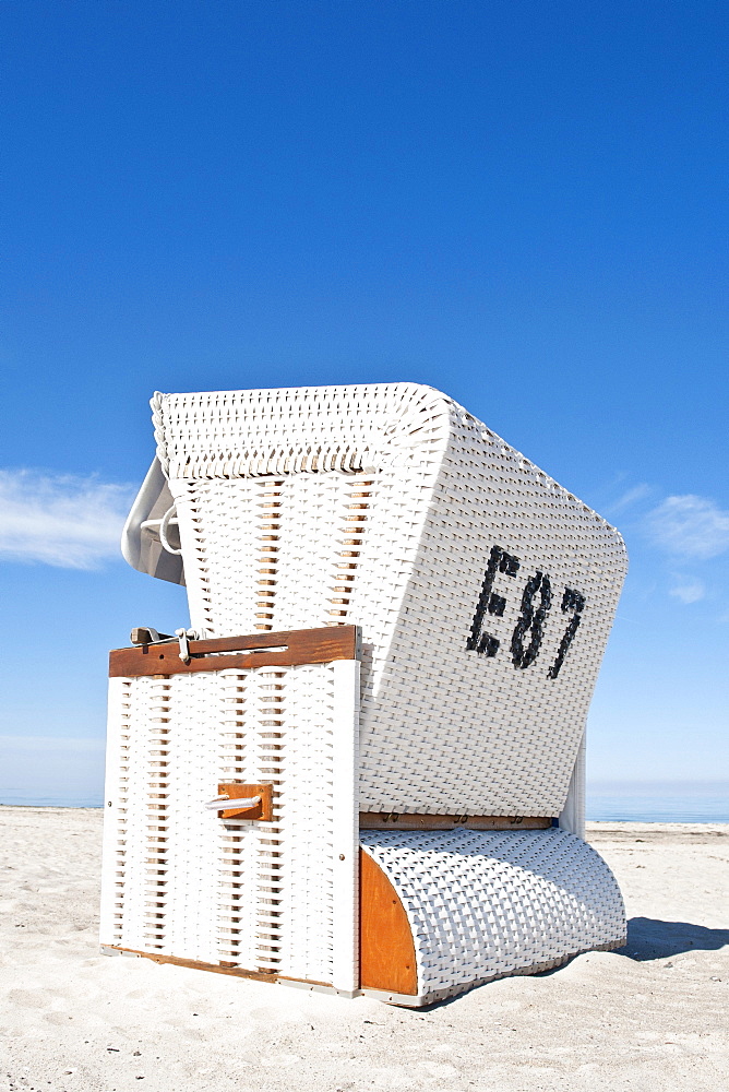 Beach chair on a beach, Baltic Sea, Boltenhagen, Mecklenburg-Western Pomerania, Germany, Europe