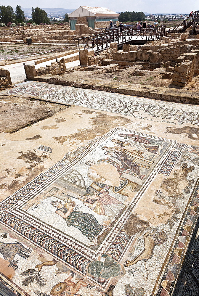 Floor mosaic in the House of Aion, Roman settlement, excavation site, Paphos, Southern Cyprus, Greek Cyprus, Southern Europe