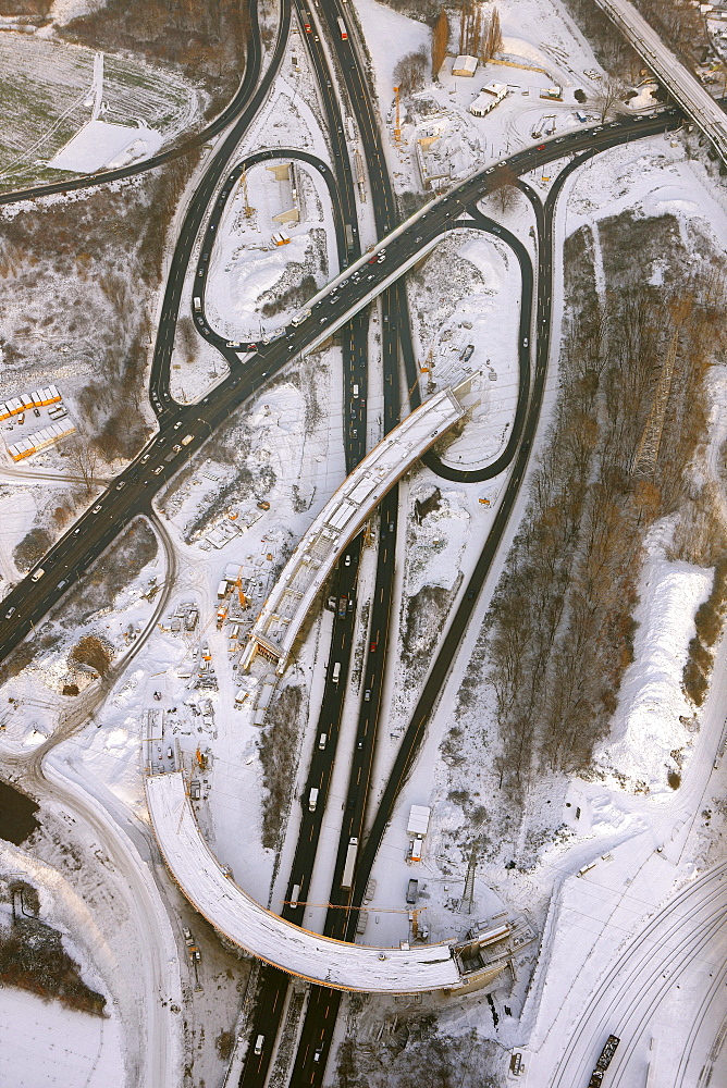 Aerial view, Ruhrschnellweg, highway A40 construction site, Hamm Donezkring, Bochum, Ruhrgebiet region, North Rhine-Westphalia, Germany, Europe