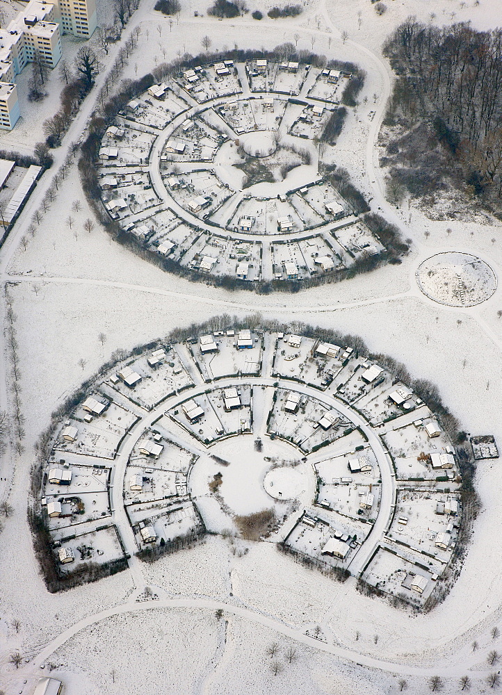 Aerial view, garden plots, Scharnholz Grevel, Dortmund, Ruhrgebiet region, North Rhine-Westphalia, Germany, Europe