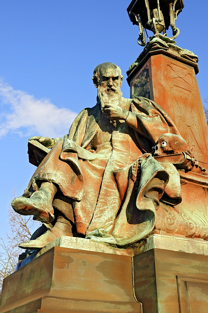 "Philosophy" statue on Kelvin Way Bridge, Kelvingrove Park, Glasgow, Scotland, United Kingdom, Europe