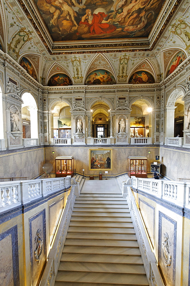 Staircase, cupola, Museum of Natural History, Maria Theresienplatz square, 1st district, Vienna, Austria, Europe