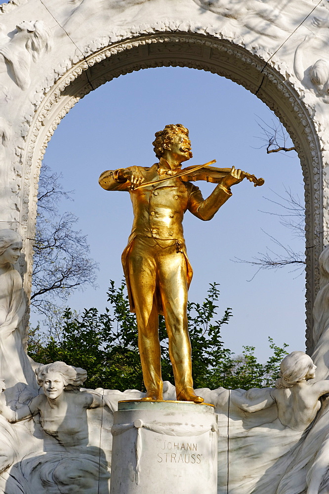 Johann Strauss Monument by Edmund Hellmer in Vienna City Park, 1st District, Vienna, Austria, Europe