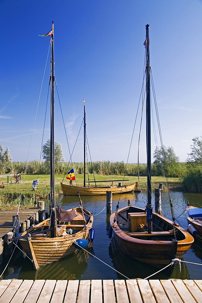 Zeesen boats, port of Ahrenshoop-Althagen on the Fischland peninsula, Mecklenburg-Western Pomerania, Germany, Europe