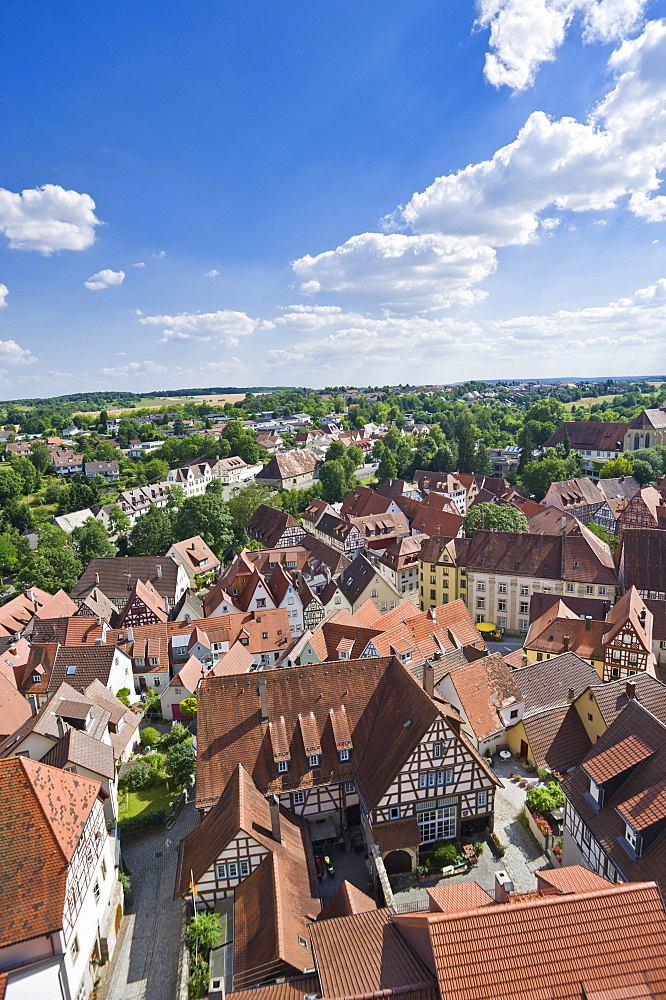 View from the Blauer Turm tower, old town, Bad Wimpfen, Neckar, Baden-Wuerttemberg, Germany, Europe