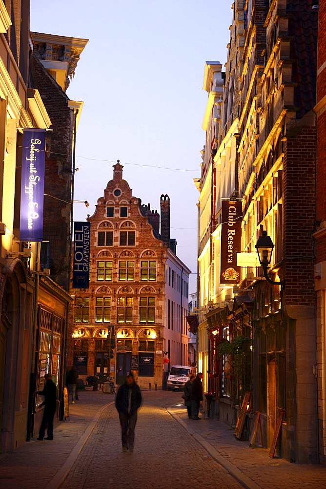 Historic district of Ghent, Jan Breydelstraat street, Ghent, East Flanders, Belgium, Europe