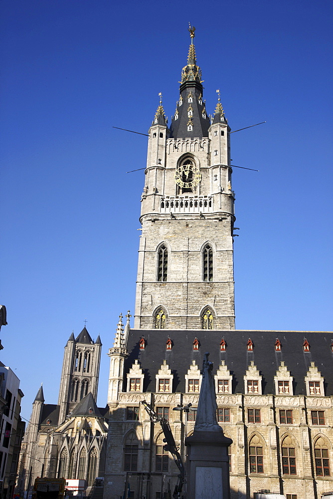 Belfry of Ghent, a medieval tower and the Cloth Hall, historic district, Ghent, East Flanders, Belgium, Europe