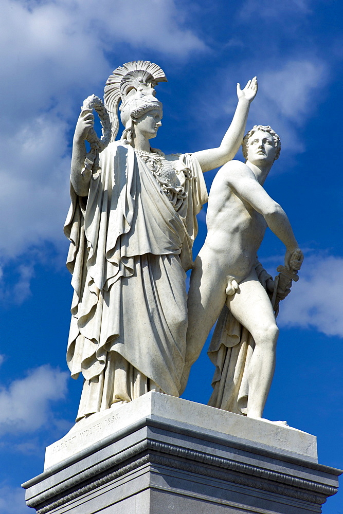 Athena and Warrior sculpture, by sculptor Albert Wolff, Museumsinsel, UNESCO World Heritage Site, Berlin, Germany, Europe