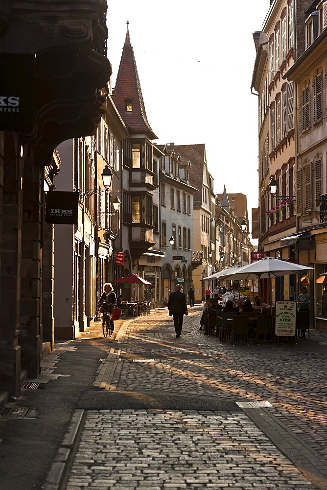 Street in the historic town centre of Strasbourg, Alsace, France, Europe