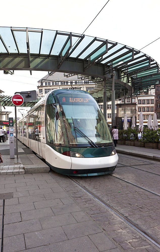 Modern tram, Strasbourg, Alsace, France, Europe