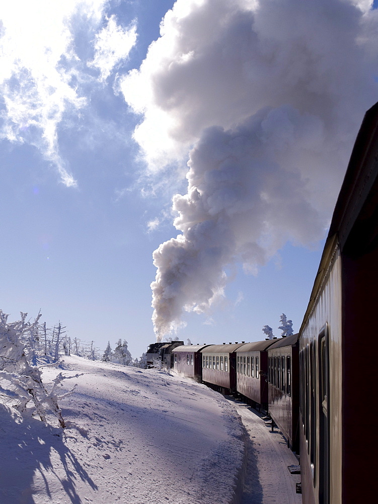 Brocken Railway on the way to Brocken Mountain, Harz, Lower Saxony, Germany, Europe