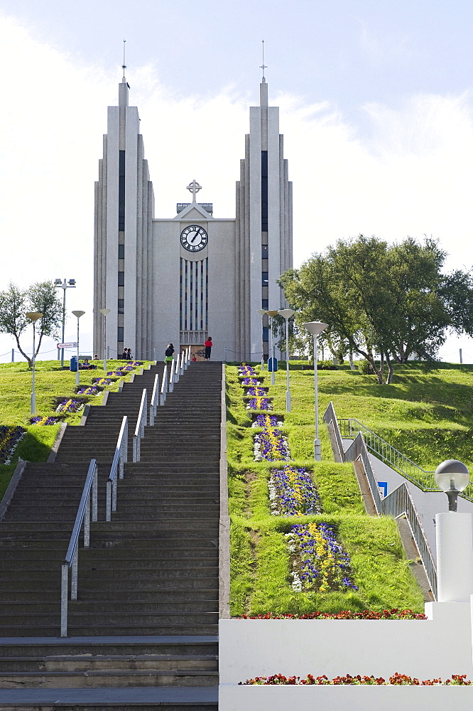 Akureyrarkirkja church or The Church of Akureyri, Akureyri, North Iceland, Iceland, Europe